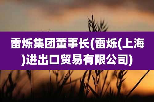 雷烁集团董事长(雷烁(上海)进出口贸易有限公司)