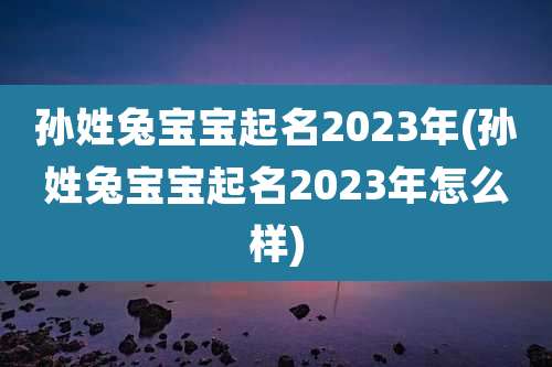 孙姓兔宝宝起名2023年(孙姓兔宝宝起名2023年怎么样)