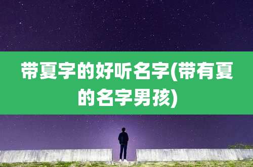 带夏字的好听名字(带有夏的名字男孩)