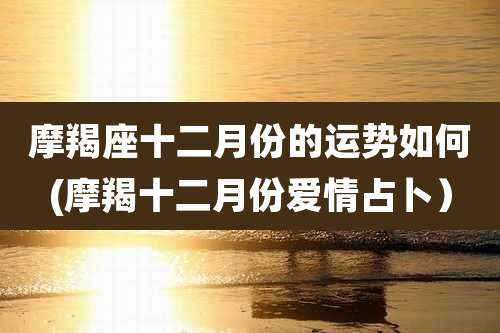 摩羯座十二月份的运势如何(摩羯十二月份爱情占卜)