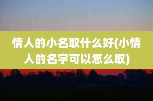 情人的小名取什么好(小情人的名字可以怎么取)