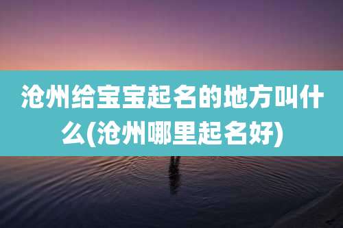 沧州给宝宝起名的地方叫什么(沧州哪里起名好)
