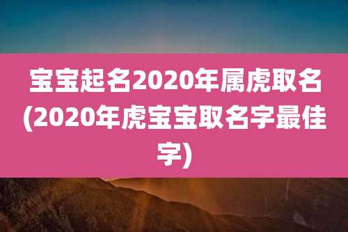 宝宝起名2020年属虎取名(2020年虎宝宝取名字最佳字)