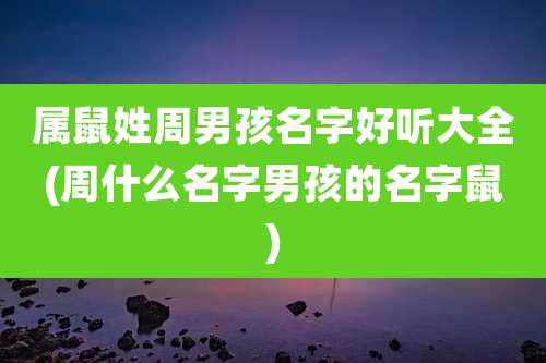 属鼠姓周男孩名字好听大全(周什么名字男孩的名字鼠)