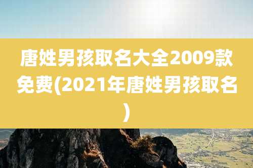 唐姓男孩取名大全2009款免费(2021年唐姓男孩取名)