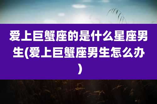 爱上巨蟹座的是什么星座男生(爱上巨蟹座男生怎么办）