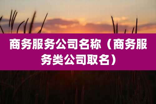 商务服务公司名称（商务服务类公司取名）
