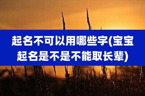 起名不可以用哪些字(宝宝起名是不是不能取长辈)