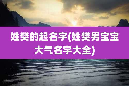 姓樊的起名字(姓樊男宝宝大气名字大全)