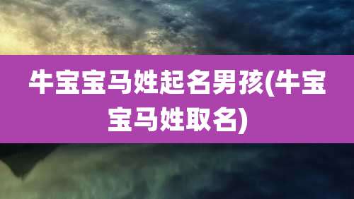 牛宝宝马姓起名男孩(牛宝宝马姓取名)