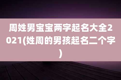 周姓男宝宝两字起名大全2021(姓周的男孩起名二个字)
