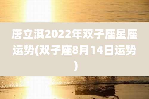 唐立淇2022年双子座星座运势(双子座8月14日运势）