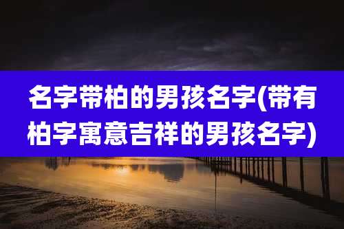 名字带柏的男孩名字(带有柏字寓意吉祥的男孩名字)