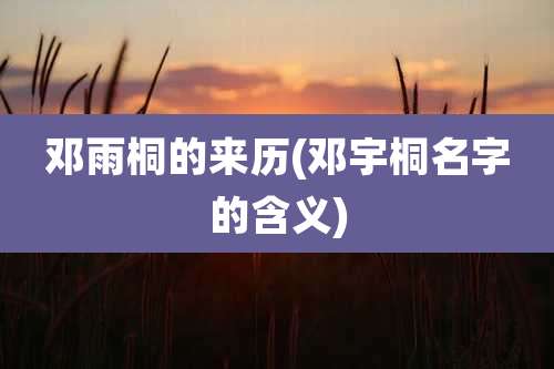 邓雨桐的来历(邓宇桐名字的含义)
