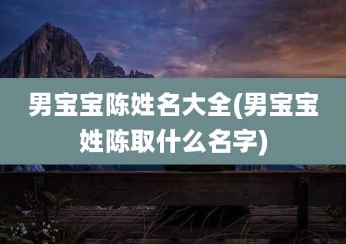 男宝宝陈姓名大全(男宝宝姓陈取什么名字)