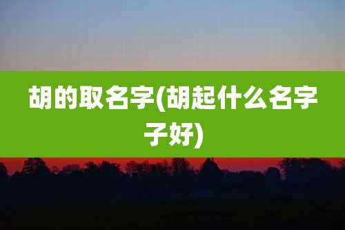 胡的取名字(胡起什么名字子好)