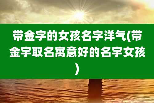 带金字的女孩名字洋气(带金字取名寓意好的名字女孩)