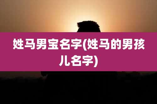 姓马男宝名字(姓马的男孩儿名字)