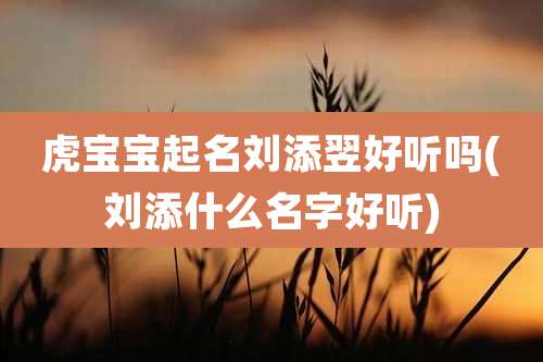 虎宝宝起名刘添翌好听吗(刘添什么名字好听)