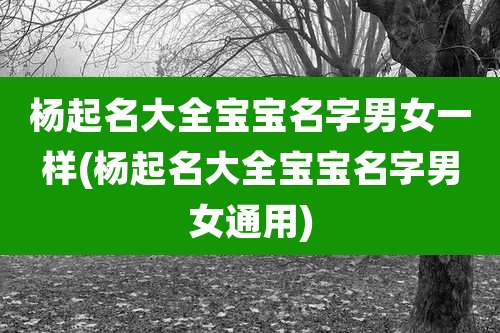 杨起名大全宝宝名字男女一样(杨起名大全宝宝名字男女通用)