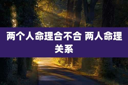 两个人命理合不合 两人命理关系