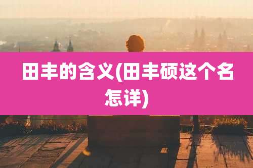 田丰的含义(田丰硕这个名怎详)