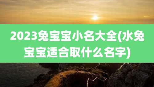 2023兔宝宝小名大全(水兔宝宝适合取什么名字)