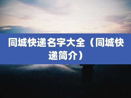 同城快递名字大全（同城快递简介）
