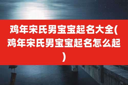 鸡年宋氏男宝宝起名大全(鸡年宋氏男宝宝起名怎么起)