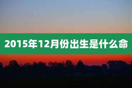 2015年12月份出生是什么命