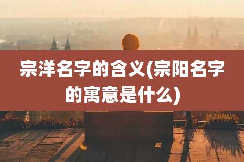 宗洋名字的含义(宗阳名字的寓意是什么)