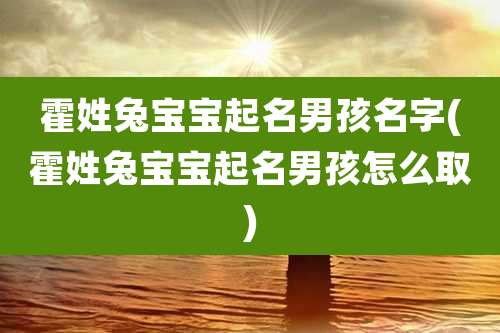 霍姓兔宝宝起名男孩名字(霍姓兔宝宝起名男孩怎么取)