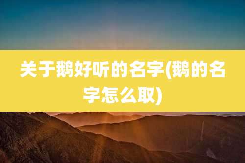 关于鹅好听的名字(鹅的名字怎么取)