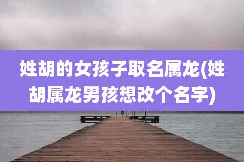 姓胡的女孩子取名属龙(姓胡属龙男孩想改个名字)