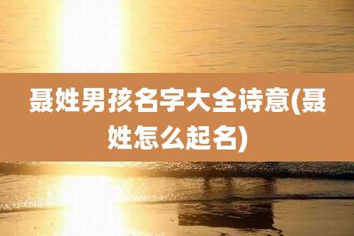 聂姓男孩名字大全诗意(聂姓怎么起名)