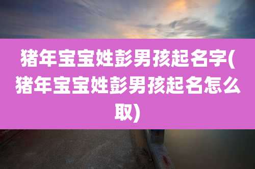 猪年宝宝姓彭男孩起名字(猪年宝宝姓彭男孩起名怎么取)