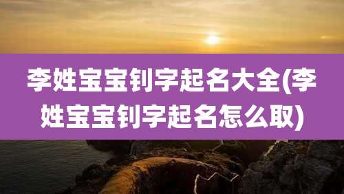 李姓宝宝钊字起名大全(李姓宝宝钊字起名怎么取)