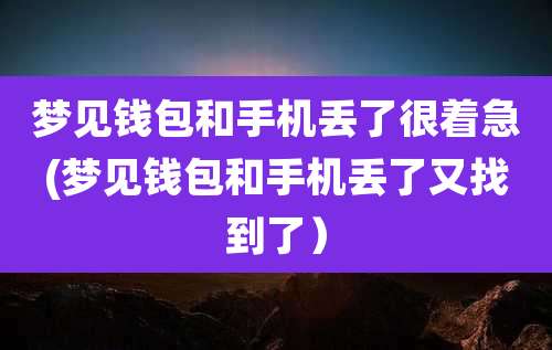 梦见钱包和手机丢了很着急(梦见钱包和手机丢了又找到了)