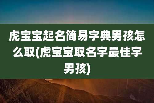 虎宝宝起名简易字典男孩怎么取(虎宝宝取名字最佳字男孩)