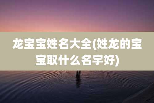 龙宝宝姓名大全(姓龙的宝宝取什么名字好)