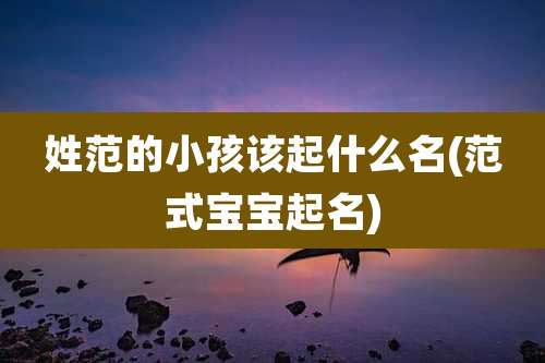 姓范的小孩该起什么名(范式宝宝起名)