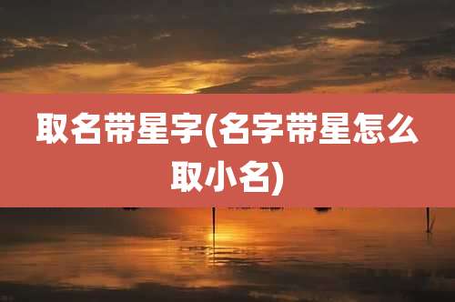 取名带星字(名字带星怎么取小名)