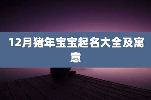 12月猪年宝宝起名大全及寓意