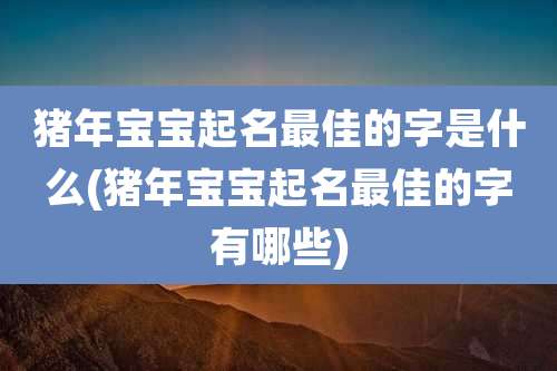 猪年宝宝起名最佳的字是什么(猪年宝宝起名最佳的字有哪些)