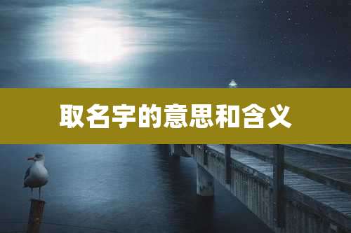 取名宇的意思和含义