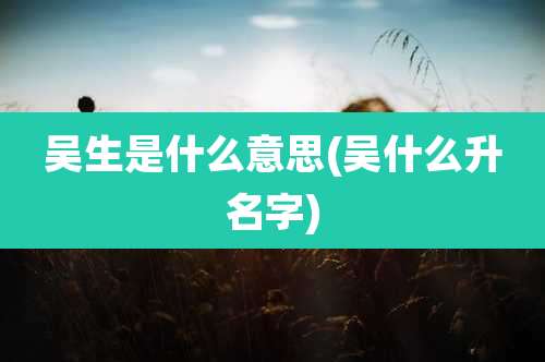 吴生是什么意思(吴什么升名字)