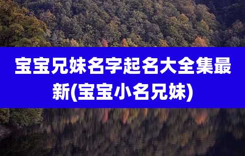 宝宝兄妹名字起名大全集最新(宝宝小名兄妹)