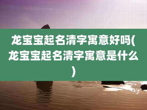 龙宝宝起名清字寓意好吗(龙宝宝起名清字寓意是什么)