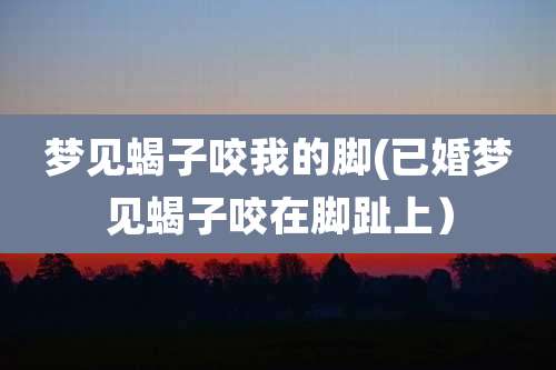 梦见蝎子咬我的脚(已婚梦见蝎子咬在脚趾上）