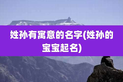 姓孙有寓意的名字(姓孙的宝宝起名)